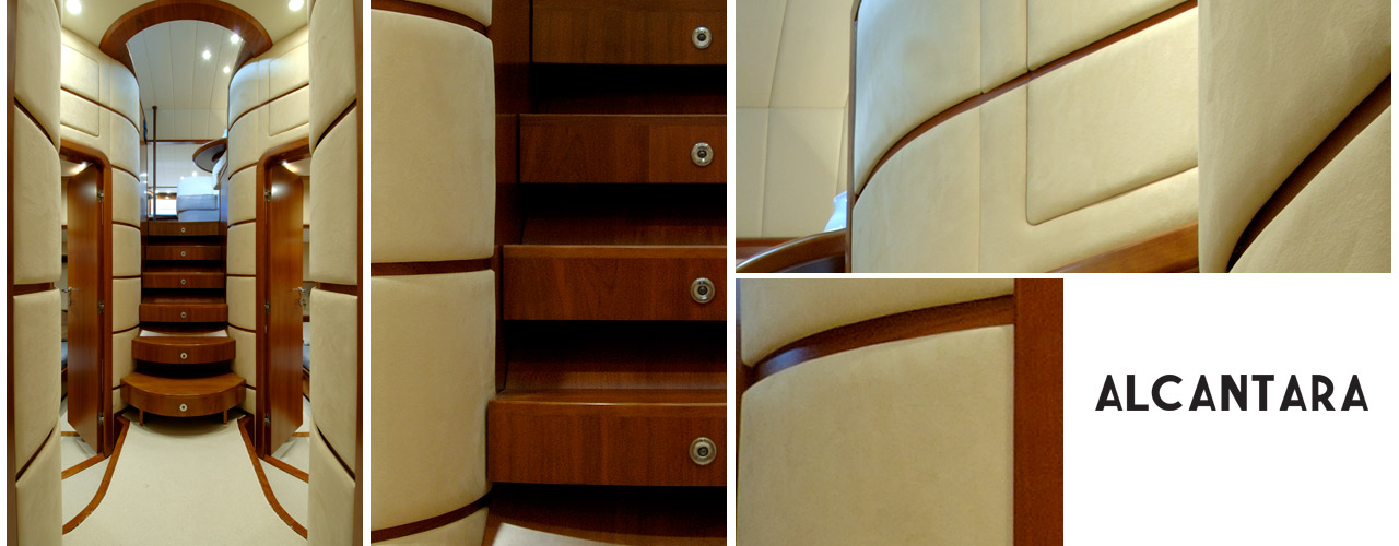 Alcantara interiors for yacht