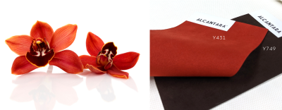 Alcantara in orange and brown tones. Alcantara in orange and brown tones